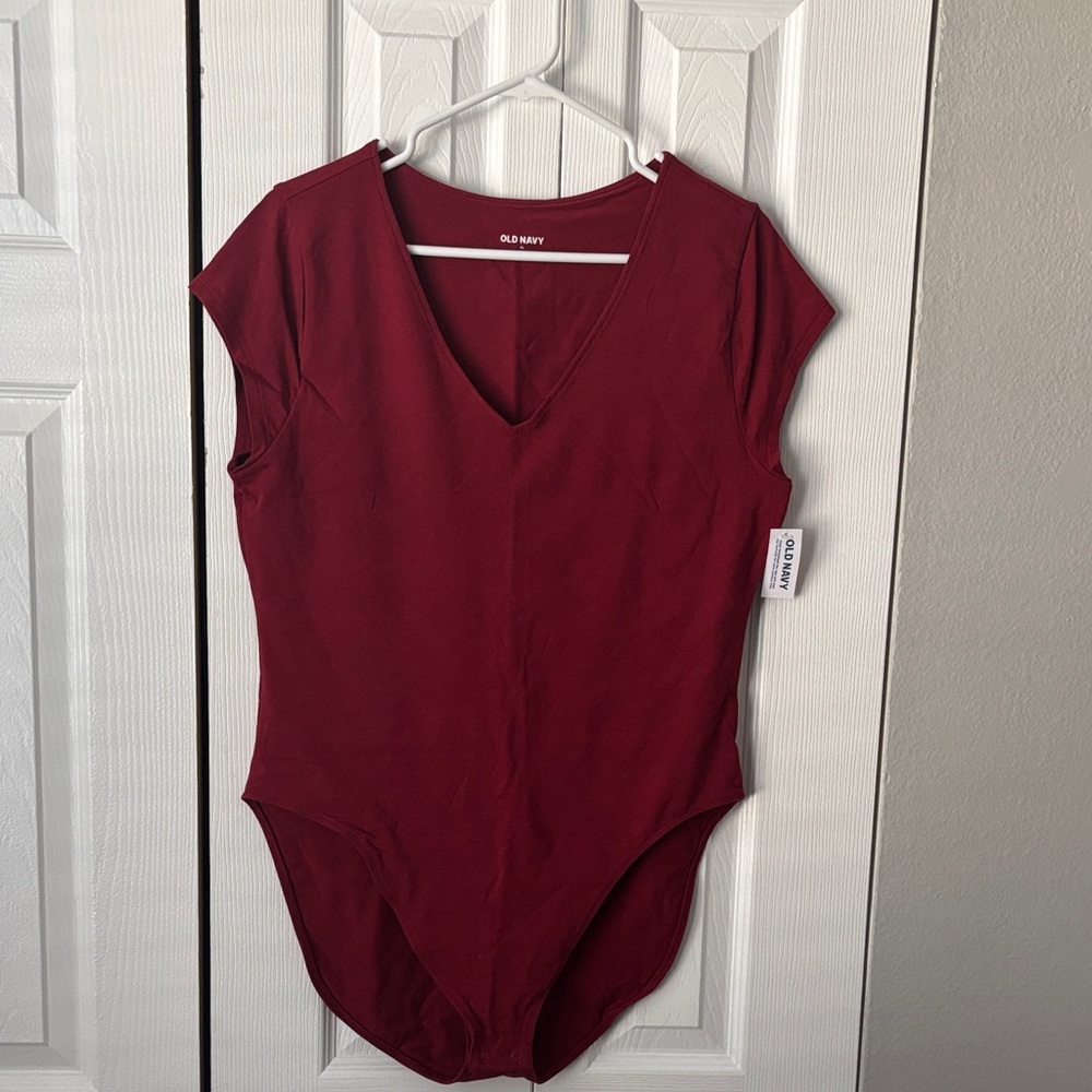 Old Navy Burgundy V-Neck Bodysuit